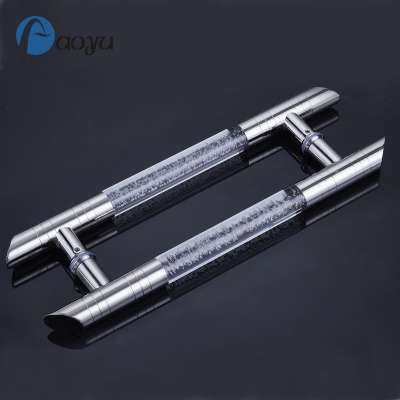 Hot Sale Stainless Steel 304 and Crystal Exterior Large Glass Door Handles , Crystal Glass Pull Doors Handles